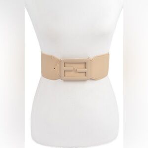 Plus Size Nude Logo Wide Elastic Statement Belt